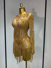 Luxury Birthday Evening Party Gown Sparkly Rhinestone Bodysuit Women Sexy Mesh See Through Performance Dance Stage Costume
